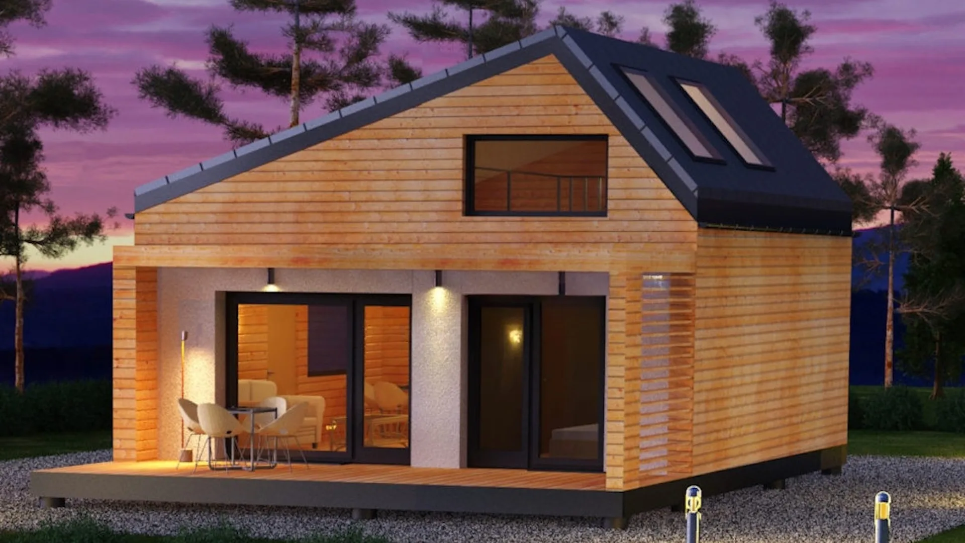 Kub Up — semi-finished modular cabin in Europe, 70 m², two bedrooms
